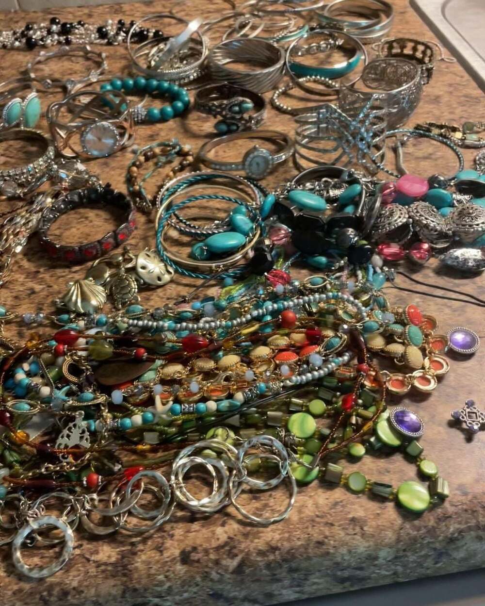 Mixed Costume Jewelry Lot - Necklaces, Bracelets, Bangles, Watches, Earrings